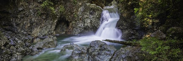 Park Narodowy Yoho, Rzeka, Skały, Twin Falls, Wodospad, Kanada, Rośliny