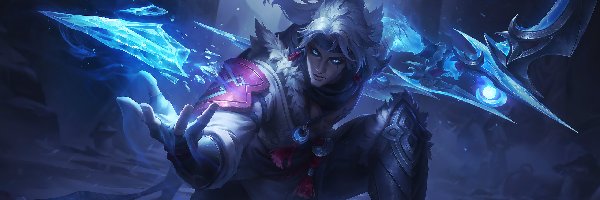 Mężczyzna, Varus, Snow Moon, League of Legends, Gra, Kryształ, Dłoń, Postać, Szabla