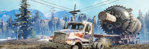 Transport, SnowRunner, Góry, Błoto, Truck, Laweta, Zbiornik, Gra, Pojazd, Drzewa