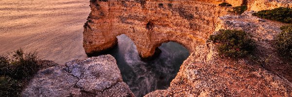 Skały, Lagoa, Morze, Marinha Beach, Algarve, Portugalia