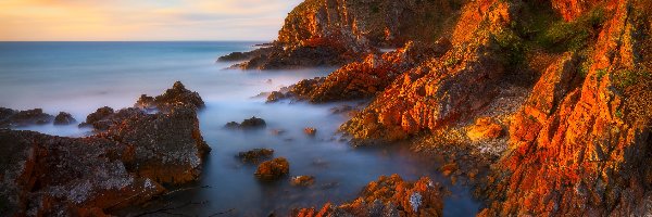 Zatoka, Skały, Australia, Kangaroo Island, Morze, Stokes Bay, Wyspa Kangura, Rozświetlone