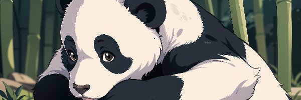 Zwierzęta, Bambusowy, Las, Grafika, Panda