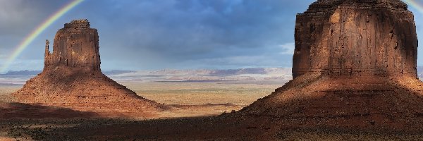 Stany Zjednoczone, Dolina Pomników, Tęcza, Region Monument Valley, Wyżyna Kolorado, Stan Utah, Skały