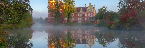 Niemcy, Odbicie, Nysa Łużycka, Saksonia, Muskau Castle, Zamek w Mużakowie