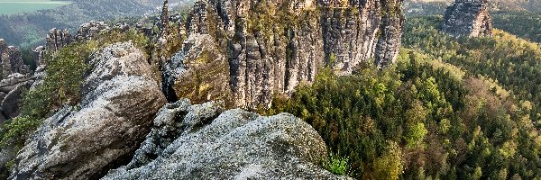 Skały Schrammsteine, Niemcy, Góry Połabskie, Park Narodowy Saskiej Szwajcarii