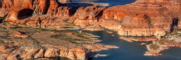 Skały, Utah, Gunsigh, Zatoka, Kanion, Jezioro, Powell Lake, Stany Zjednoczone