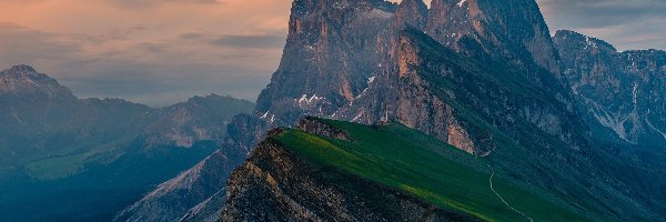 Skały, Dolomity, Szczyt, Góry, Włochy, Południowy Tyrol, Seceda