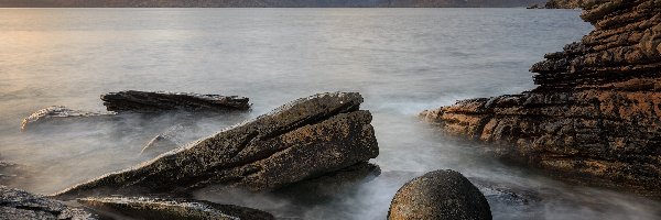 Wieś Elgol, Kamienie, Wyspa Skye, Szkocja, Skały, Morze