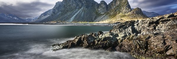 Góry, Morze, Góra Eystrahorn, Islandia, Skały
