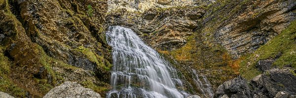 Park Narodowy Ordesa y Monte Perdido, Wodospad, Cascada Cola de Caballo, Hiszpania, Kamienie, Skały