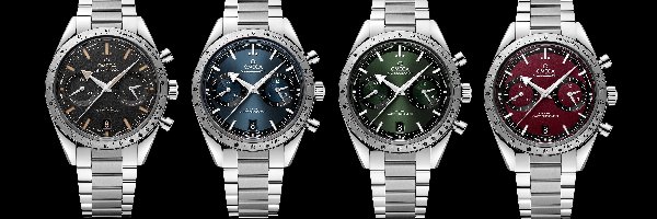 Zegary, Omega Speedmaster, Cztery, Tło, Czarne