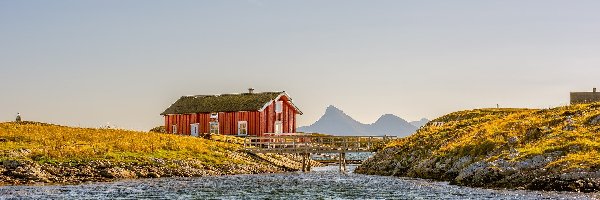 Helgeland, Morze, Lofoty, Norwegia, Most, Dom