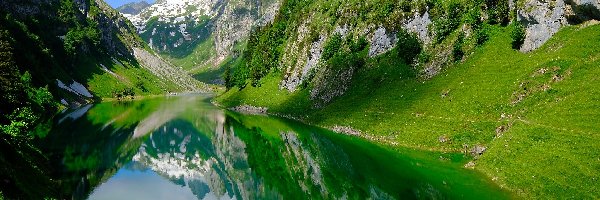 Góry, Jezioro Falensee, Alpy, Szwajcaria