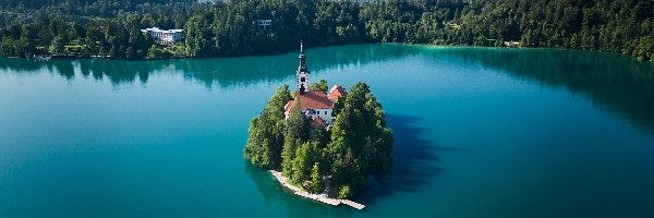 Alpy Julijskie, Jezioro Bled, Góry, Słowenia, Blejski Otok, Wyspa