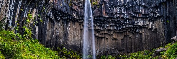Park Narodowy Vatnajokull, Kamienie, Skały, Islandia, Svartifoss, Wodospad
