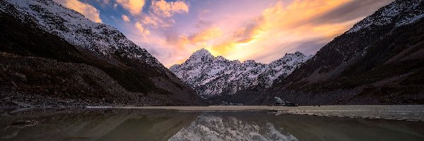 Wyspa Południowa, Jezioro, Park Narodowy Góry Cooka, Nowa Zelandia, Góra Cooka, Mount Cook