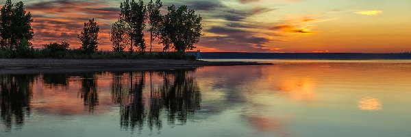 Chatfield State Park, Kolorado, Chmury, Drzewa, Park stanowy, Jezioro, Chatfield Lake, Stany Zjednoczone