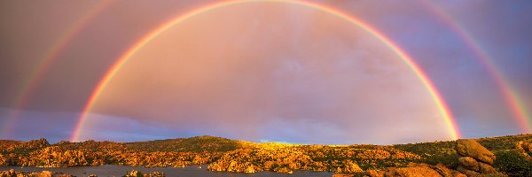 Stany Zjednoczone, Jezioro, Watson Lake, Tęcza, Skały, Arizona, Prescott