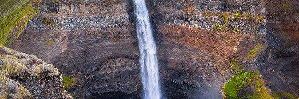 Haifoss, Islandia, Skały, Wodospad