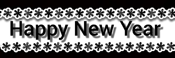 Biały, Sylwester, Tło, Czarne, Napis, Happy New Year, Gwiazdki, Grafika