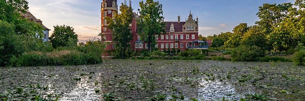 Niemcy, Zamek w Mużakowie, Jezioro, Schloss Muskau, Zamek, Saksonia, Mużaków