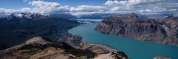 Andy Patagońskie, Patagonia, Chmury, Niebo, Góry, Jezioro, San Martin Lago, Argentyna