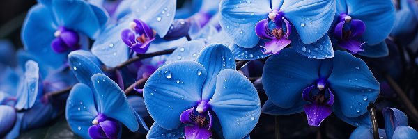 Kwiat, Orchidea, Niebieska, Grafika, Storczyk