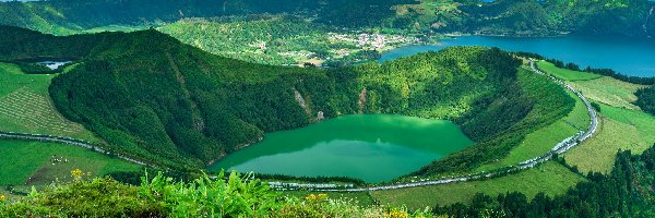 Jezioro, Sao Miguel, Góry, Lagoa do Canario, Azory, Portugalia