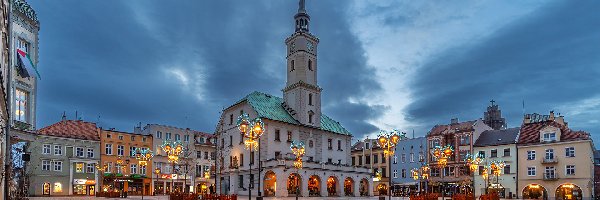 Domy, Gliwice, Plac, Miasto, Polska, Ratusz, Rynek