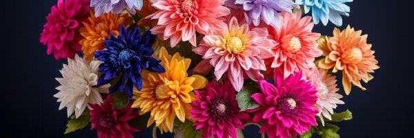 Bukiet, Kwiaty, Kolorowe, Wazon, Dalie