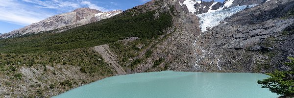 Huemul Glacier, Lodowiec, Jezioro, Prowincja Santa Cruz, Argentyna, Niebo, Śnieg, Lago del Desierto, Góry