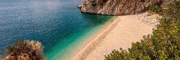 Roślinność, Plaża, Kaputas Beach, Morze, Turcja, Góry, Skały