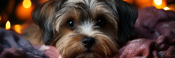 Tkanina, Pyszczek, Kolorowa, Blask, Yorkshire terrier, Pies