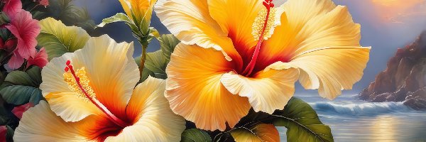 Zbliżenie, Hibiskus, Kwiaty
