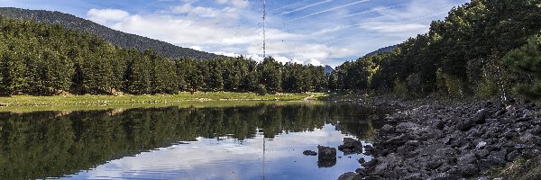 Rzeka, Las, Kamienie, Natura, Wieża telewizyjna