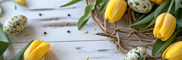 Drewno, Pisanki, Żółte Tulipany