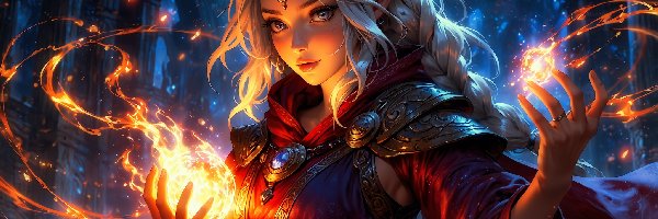 Ognista, Elf, Kula, Fantazja, Kobieta, Grafika