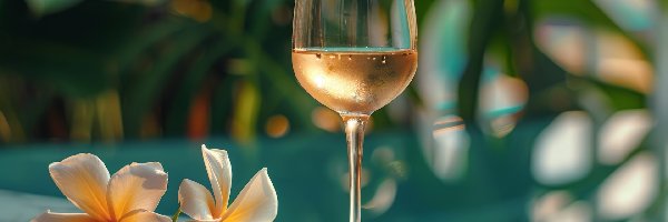 Kompozycja, Wino, Kieliszek, Plumeria, Kwiaty