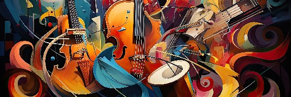 Instrumenty, Skrzypce, Gitara, Abstrakcja