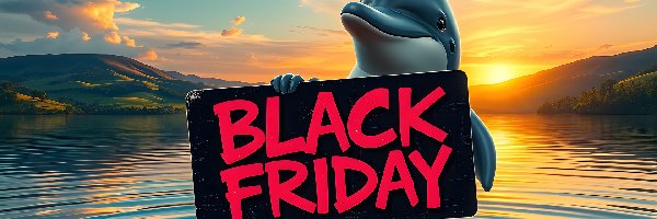 Grafika, Delfin, Black Friday, Góry, Jezioro