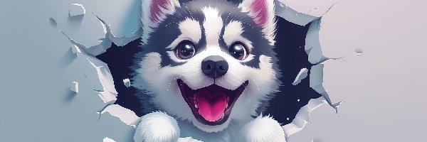 Szczeniak, Grafika, Siberian husky, Pies
