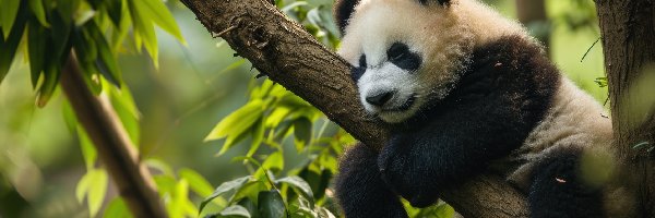 Drzewo, Grafika, Konar, Panda