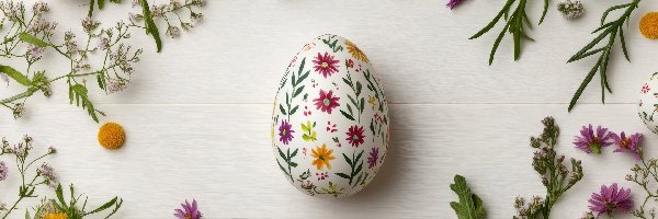 Tło, Pisanki, Kwiaty, Kolorowe, Wielkanoc, Białe, Deski