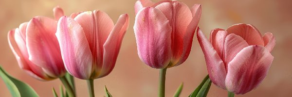 Różowe, Listki, Tulipany, Cztery