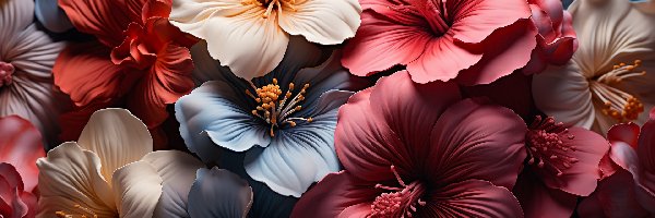 Kwiaty, Pręciki, Hibiskusy, Kolorowe