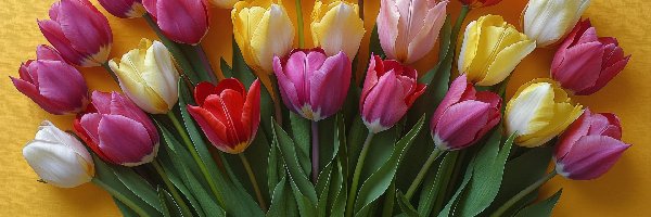 Kwiaty, Tulipany, Kolorowe, Tło, Żółte