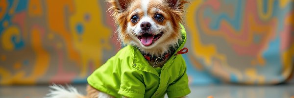Chihuahua, Język, Pies, Grafika, Kurtka