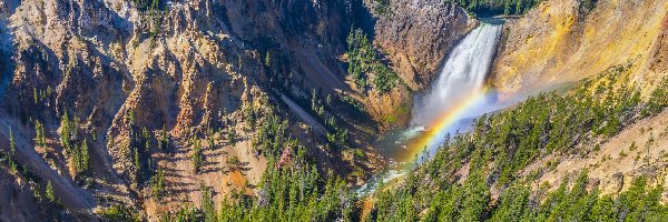 Wyoming, Yellowstone Falls, Wielki Kanion Yellowstone, Stany Zjednoczone, Wodospad, Park Narodowy Yellowstone