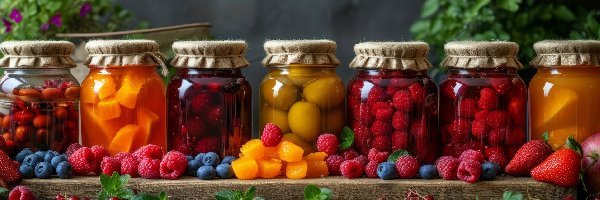 Słoiki, Owoce, Kompoty, Grafika, Przetwory