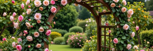 Pergola, Pnące, Róże, Ogród